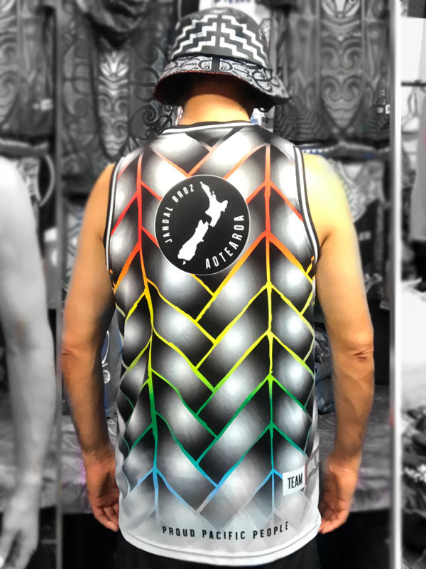 • Basketball Singlet Reggae Harakeke grey