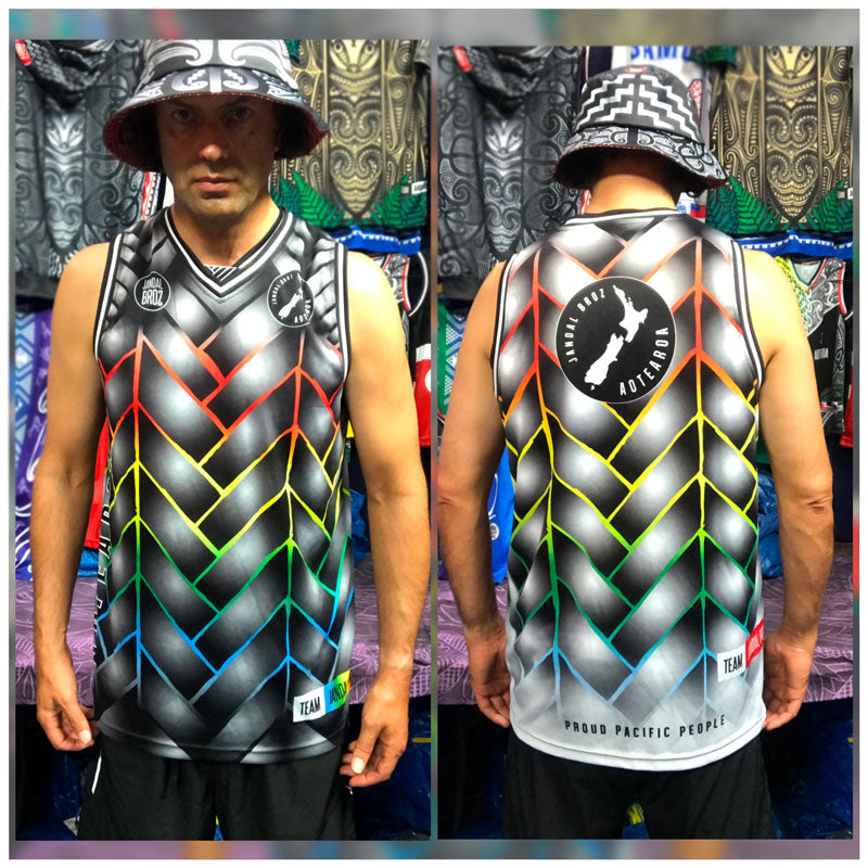 • Basketball Singlet Reggae Harakeke grey