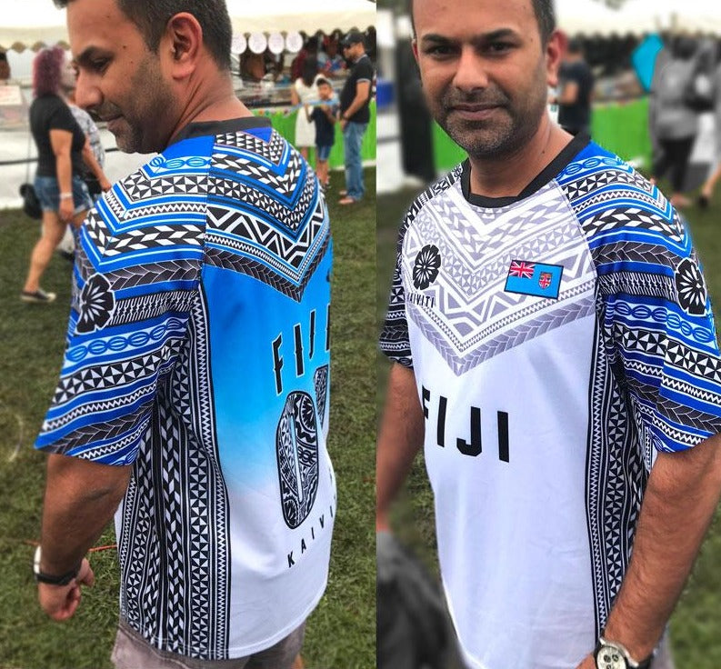 • FIijan Rugby Jersy Heritage White blue