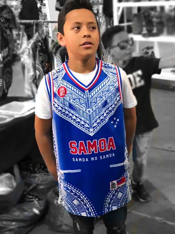Kids Samoa Basketball Singlet Chest Tatau Manu Samoa