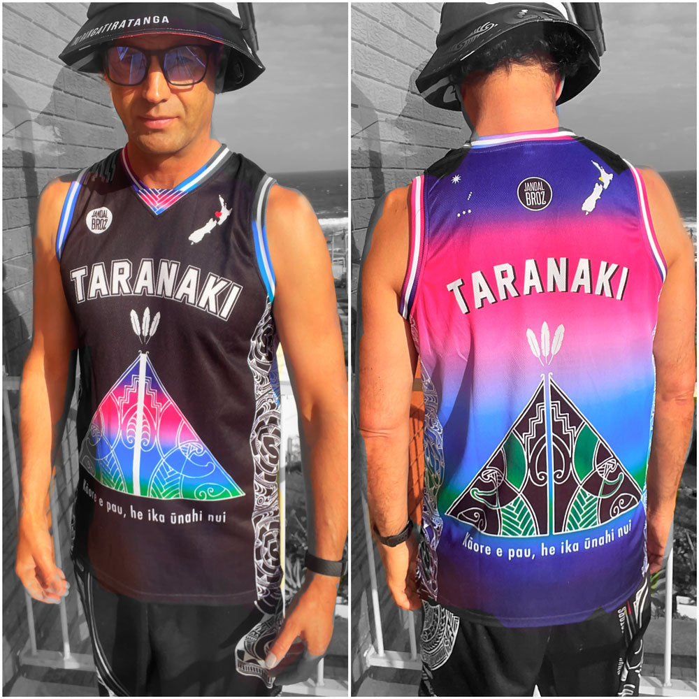 • Taranaki Basketball Singlet - Ranginui Aroha Nui - Taranaki hard