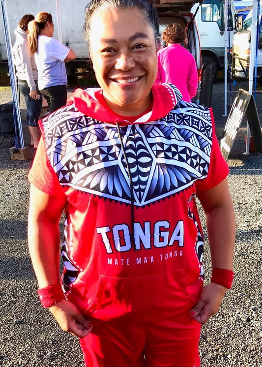 Tonga Hoodie Sleeveless Red Chest womans