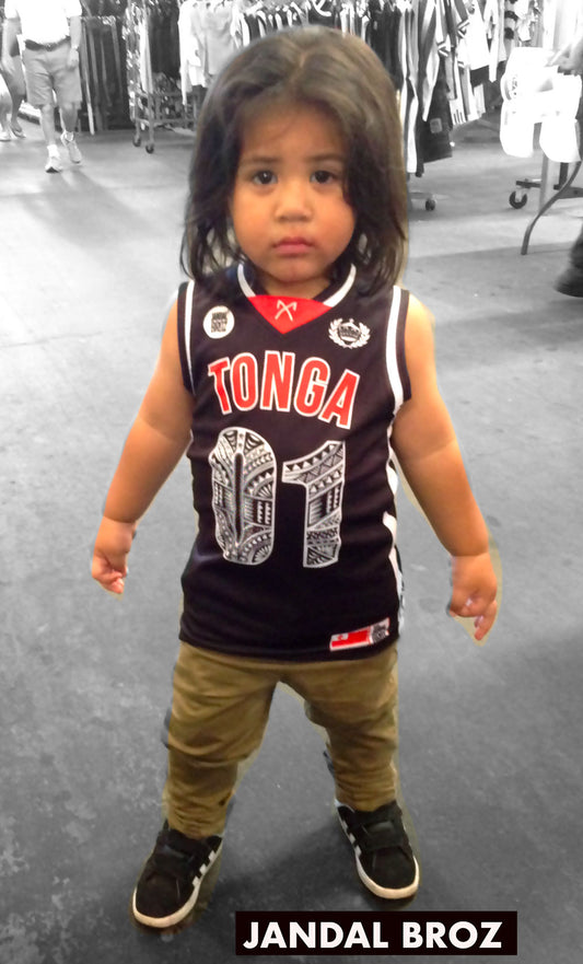 Basketball singlet Tonga Kids 01 - black
