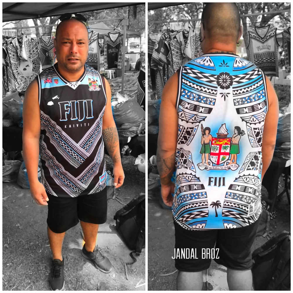 Basketball Singlet Vest Fiji V black blue