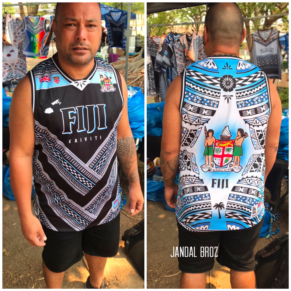 Basketball Singlet Vest Fiji V black blue