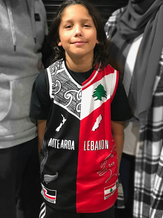 Half Maori & Lebanon Basketball Singlet-