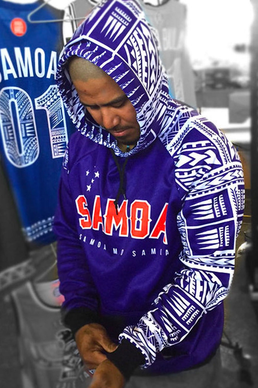 • Samoa Hoodie 'Samoa Mo Samoa' Blue arm