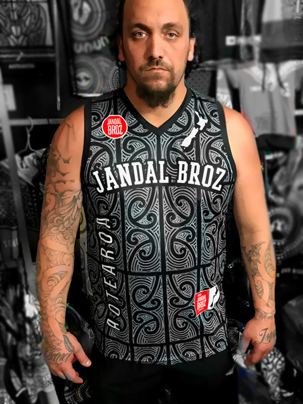 Basketball Singlet Aotearoa Jandal Broz Mangopare mangu