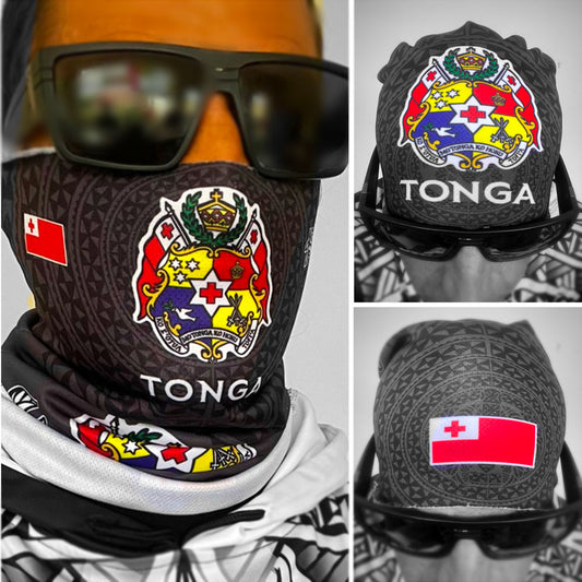 Kingdom of Tonga head band and face mask BLACK  Adults