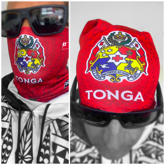Kingdom of Tonga head band and face mask RED Adults