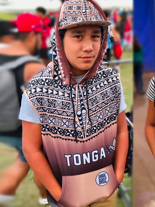 • Tonga Sleeveless hoodie Ngatu lighter