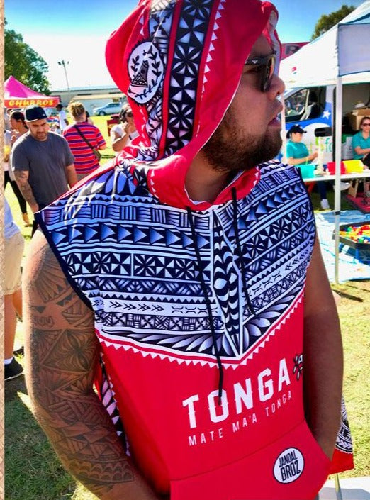 SPORTS HOODIE TONGA - Sleeveless RED Ngatu
