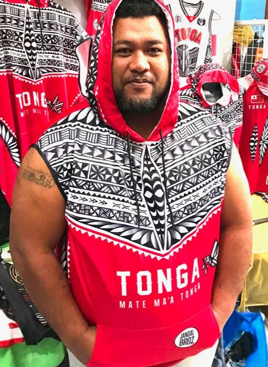 SPORTS HOODIE TONGA - Sleeveless RED Ngatu