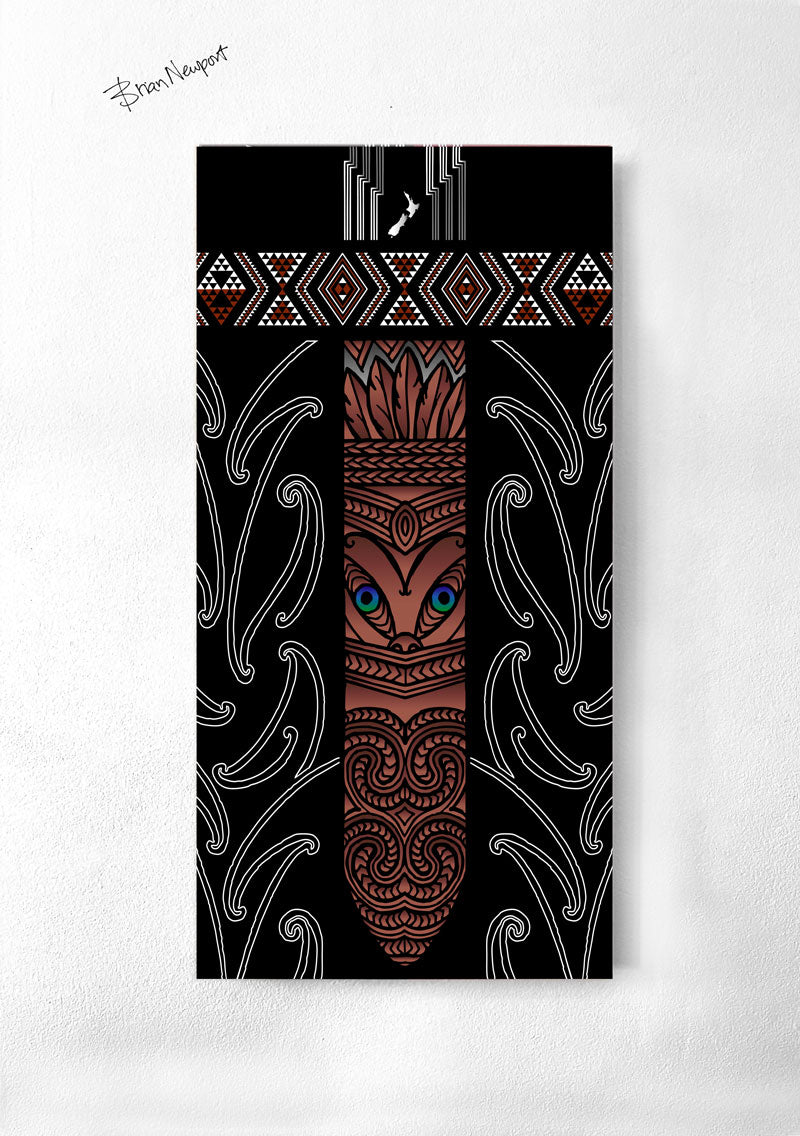 Maori Art Canvas - Taiaha Tama - 40x80cm