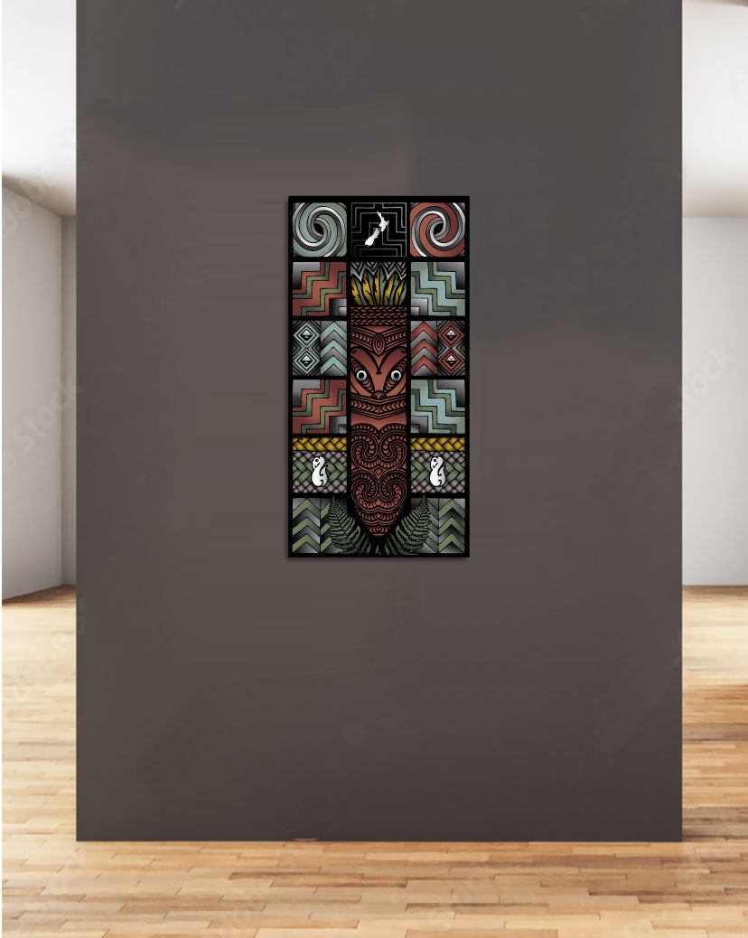 Maori Art Canvas - Taiaha Whanau - 40x80cm