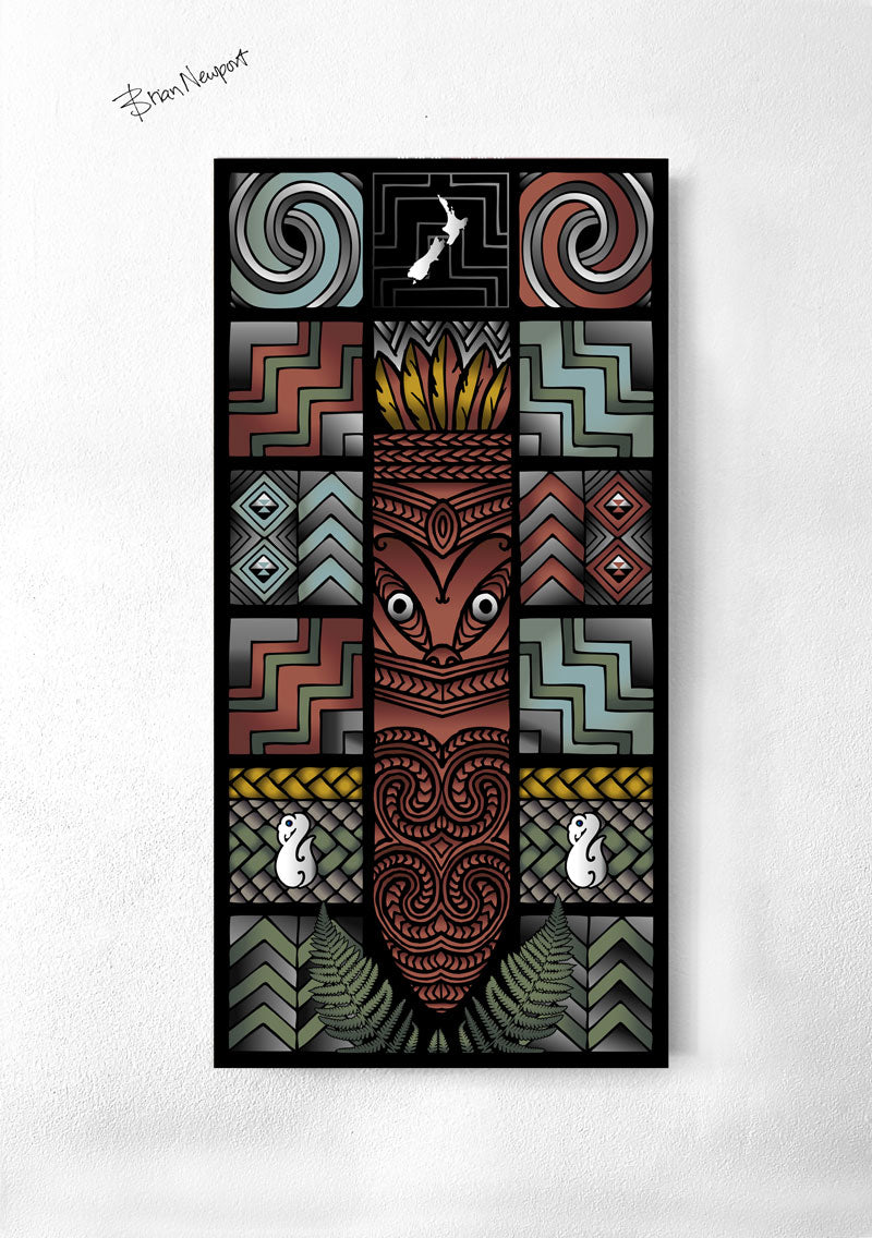 Maori Art Canvas - Taiaha Whanau - 40x80cm