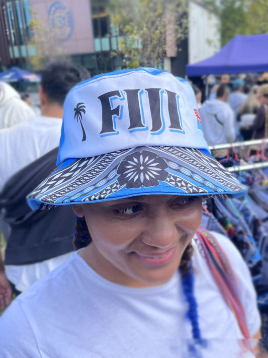 Fiji hat white front bucket style