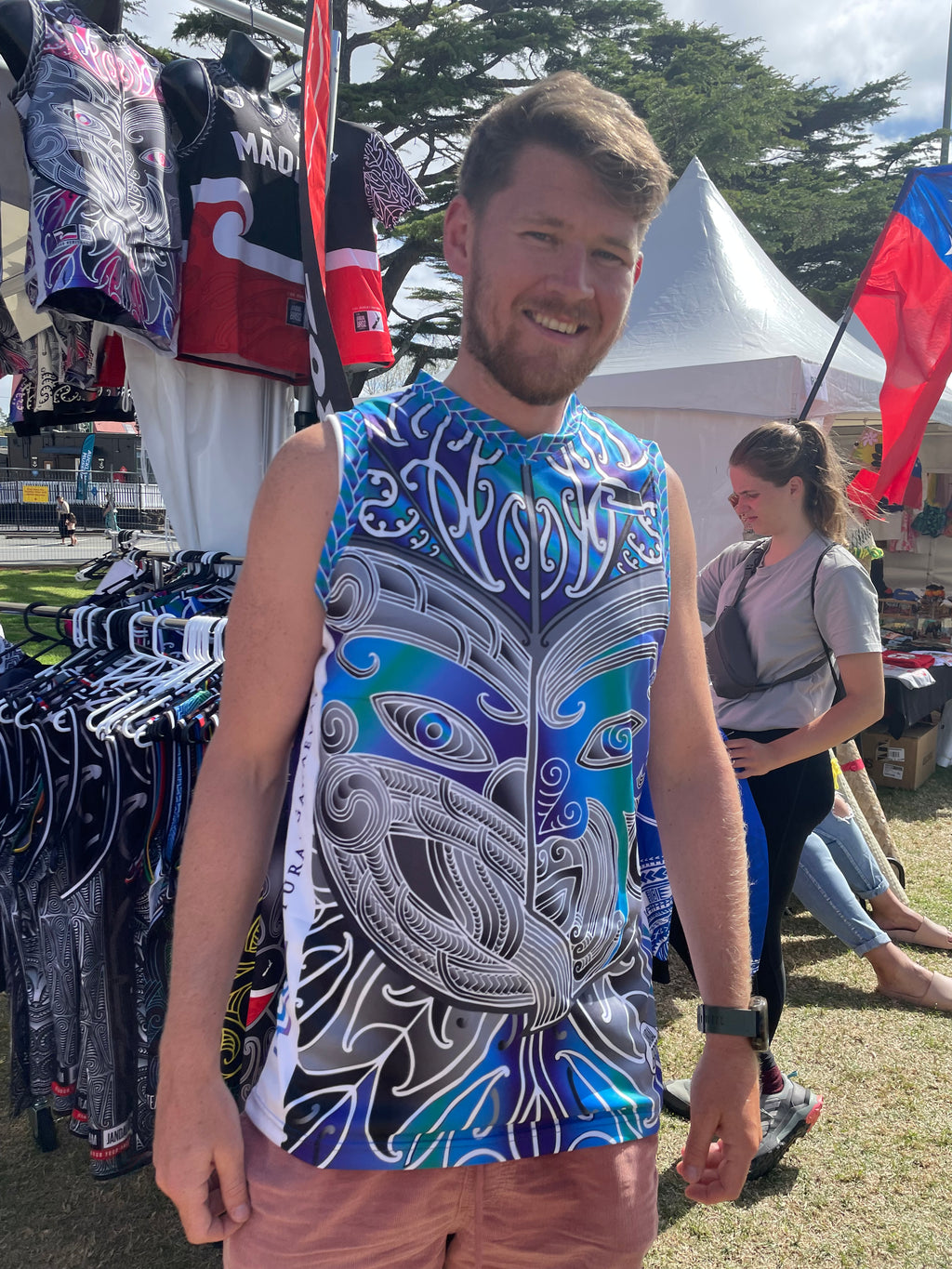 Tangaroa Face Whakairo Ta moko Tino Rangatiratanga Māori Singlet