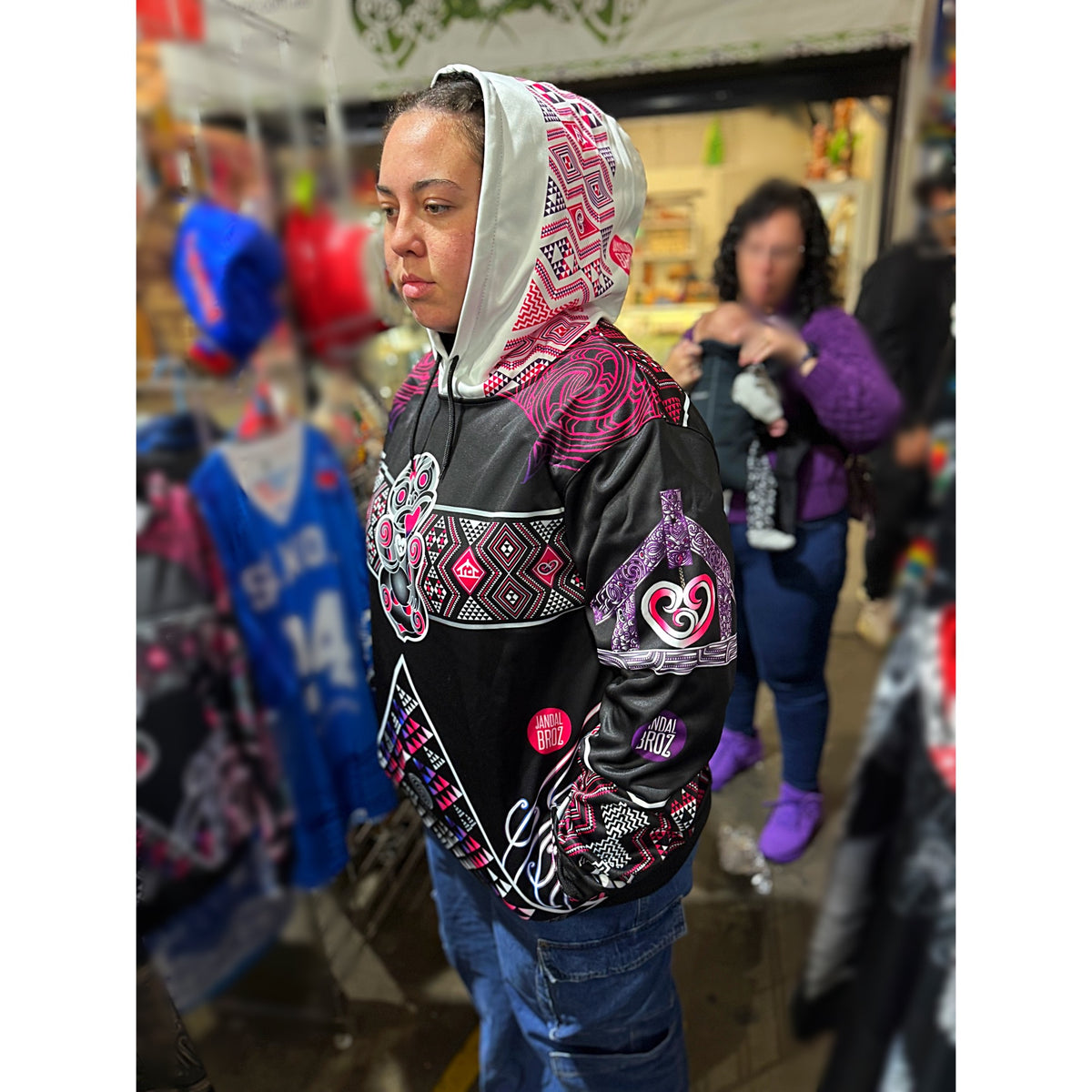 Māori hoodie Tāniko Hei tiki Aroha nui