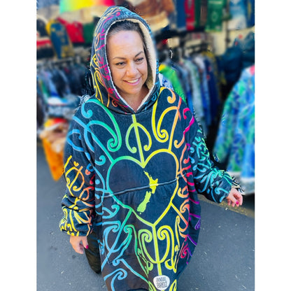 • Mahana Blanket Hoodie - Māori healing colours