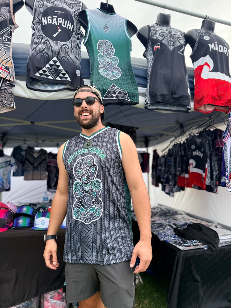 Hei Tiki Basketball Singlet Māori Kākāriki
