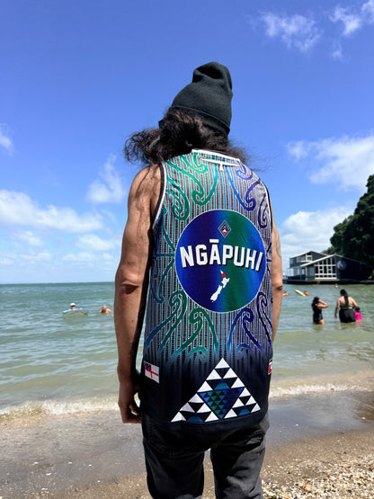 Ngāpuhi Basketball Black front Singlet