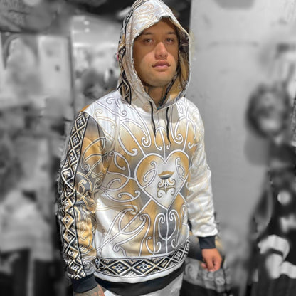 • Māori hoodie Aroha nui brown