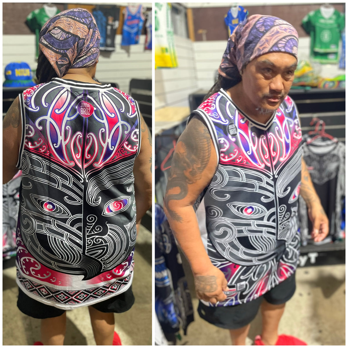 Aroha Nui Pink Face Whakairo Ta moko Tino Rangatiratanga Māori Singlet