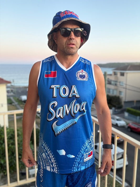 • Toa Samoa Basketball Singlet Blue front