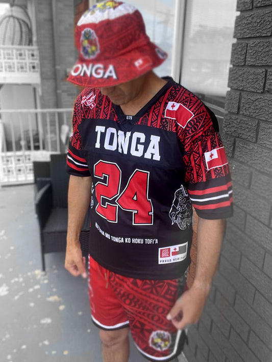 • Tonga Heritage Shirt Black American Football fan Jersy