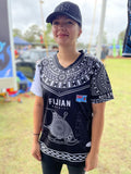 • FIijan Rugby Jersy Heritage Black White