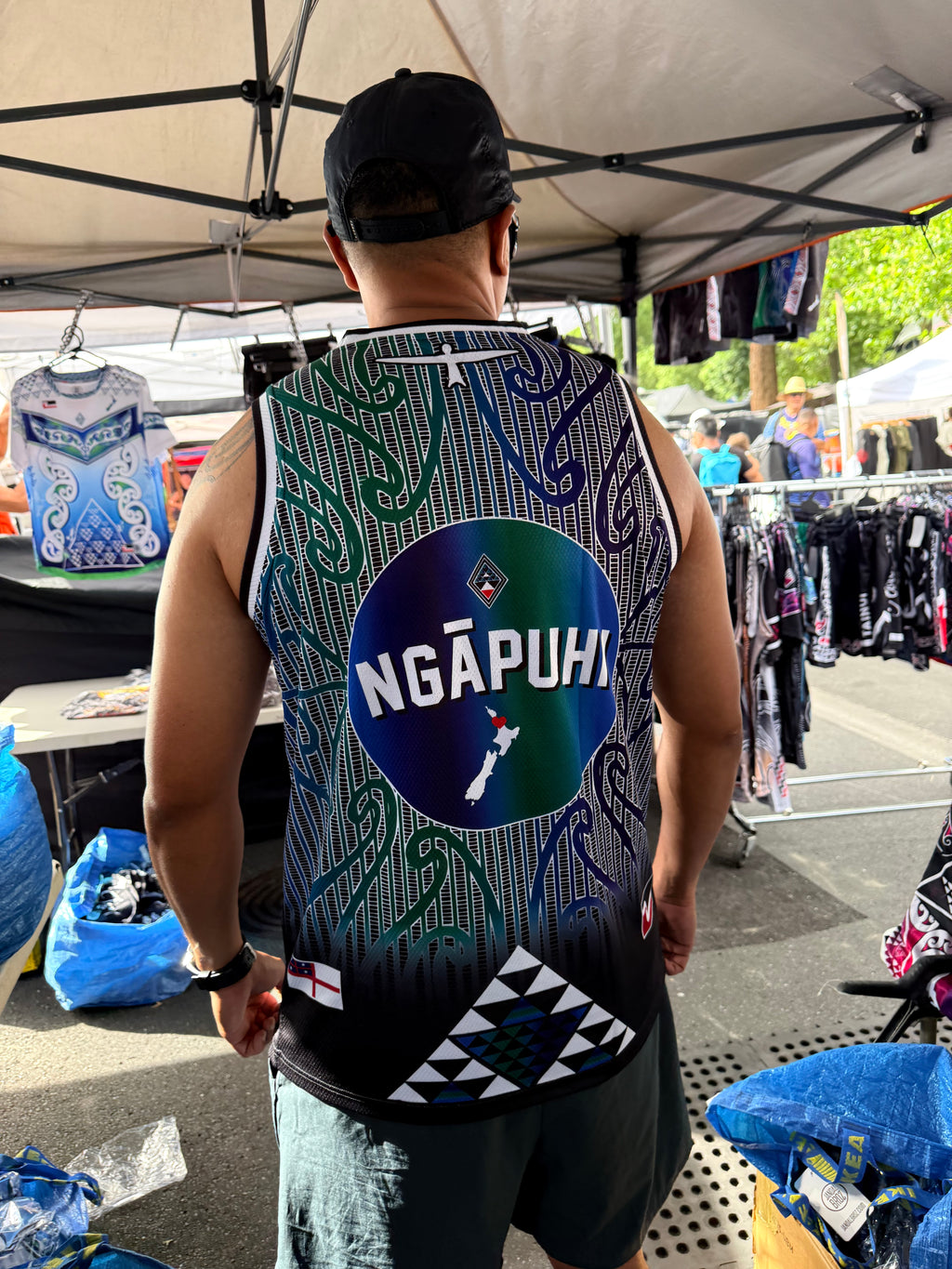 Ngāpuhi Basketball Black front Singlet