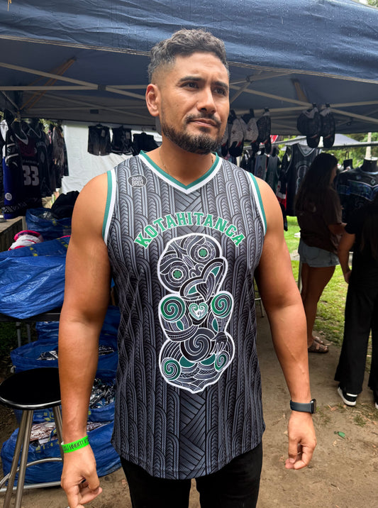 Hei Tiki Basketball Singlet Māori Kākāriki