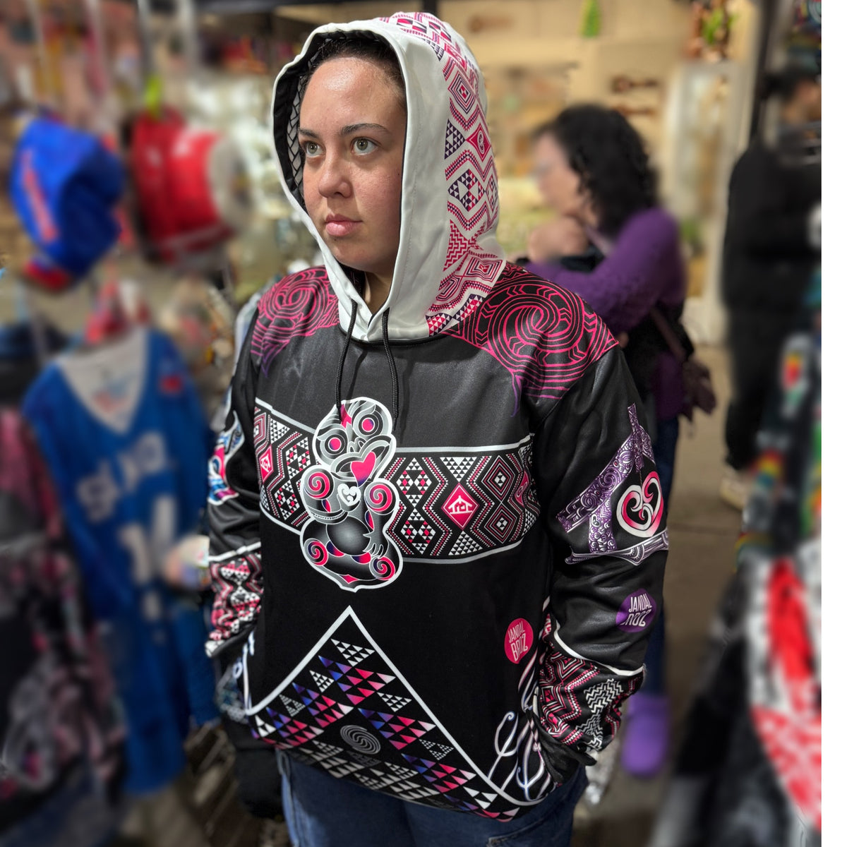 Māori hoodie Tāniko Hei tiki Aroha nui