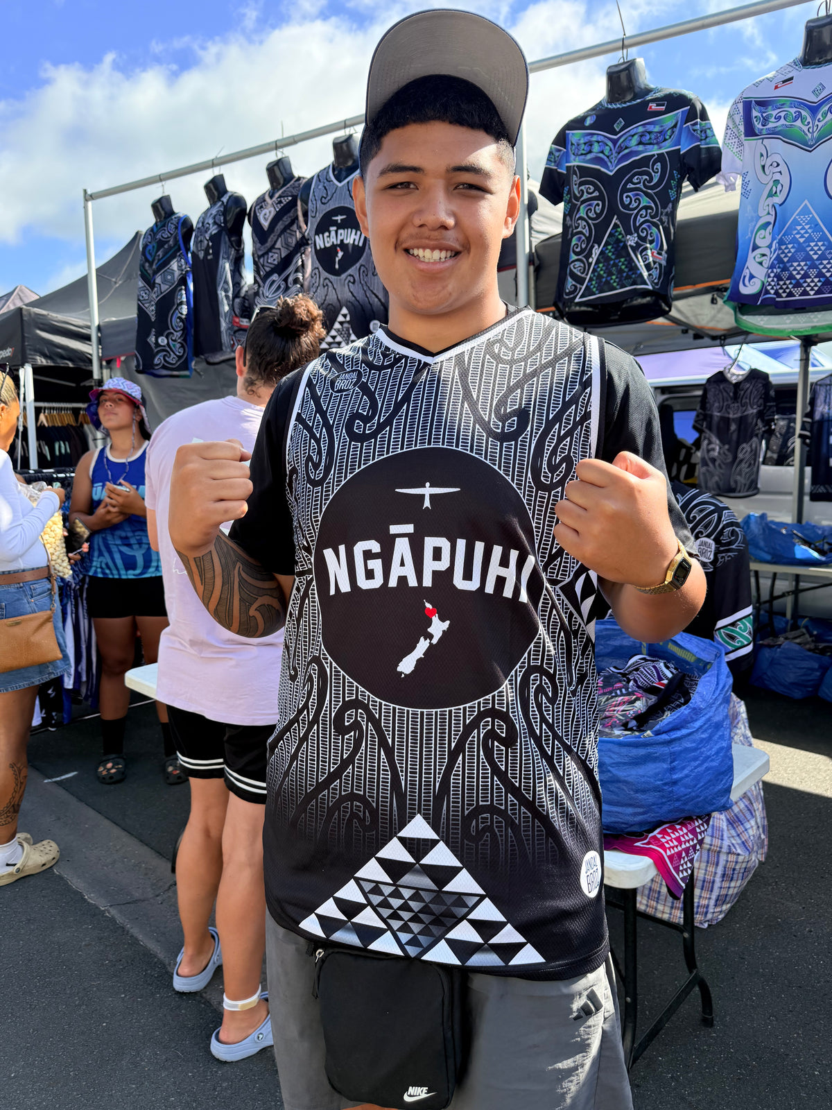 Ngāpuhi Basketball Black front Singlet