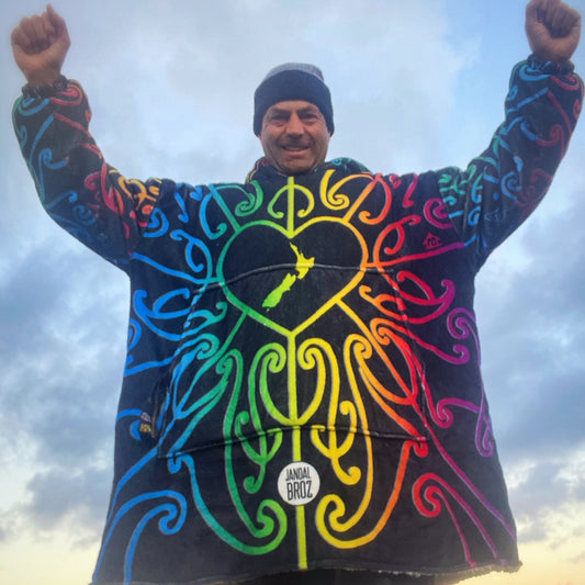 • Mahana Blanket Hoodie - Māori healing colours