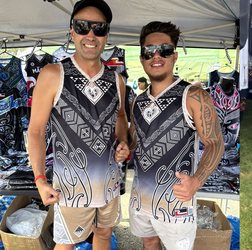 • Brown Tāniko Aotearoa Basketbal Singlet