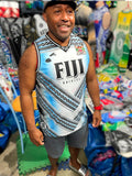 Basketball Singlet Vest Fiji V white blue