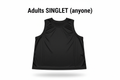 Plain black basketball singlet, "Adults SINGLET (anyone
)" written abov