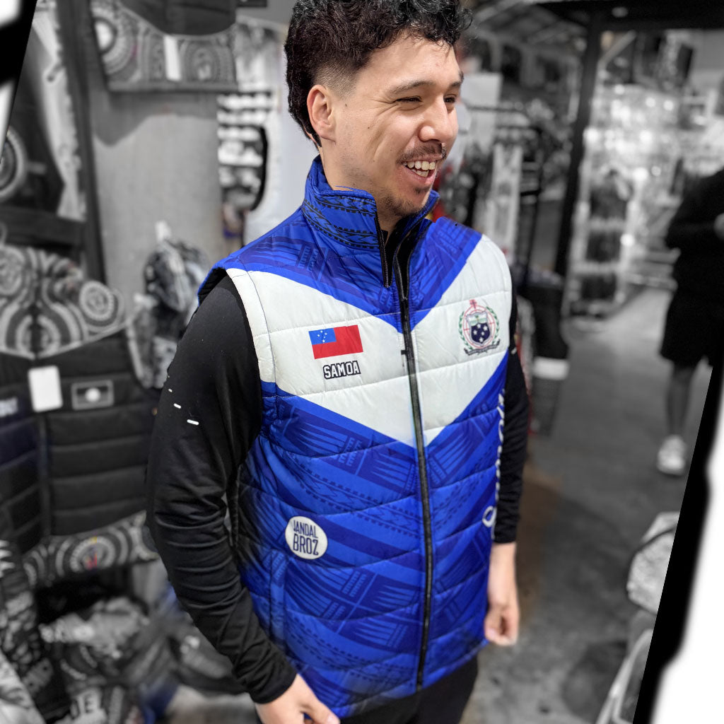 • Samoa Puff jacket Blue White siapo inside
