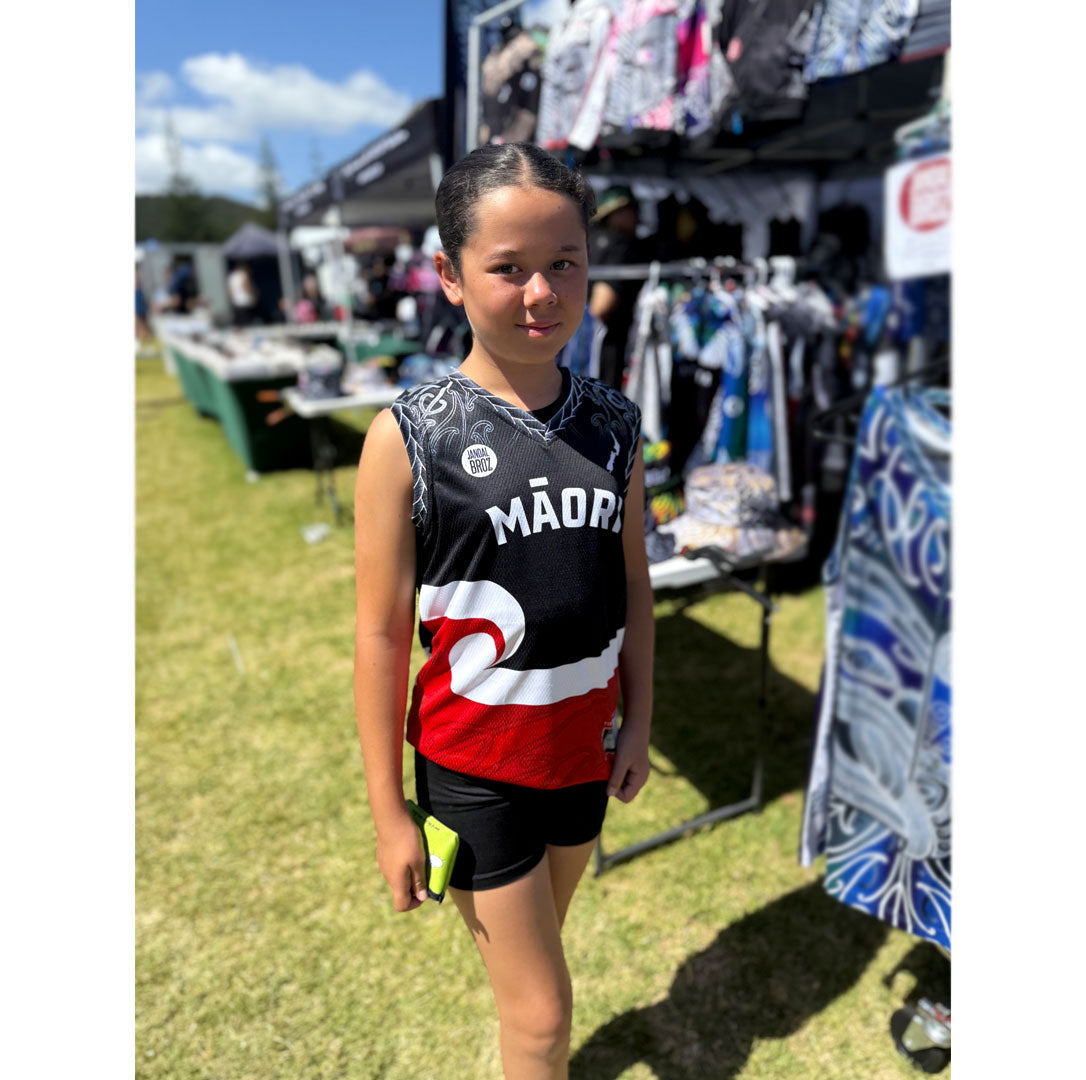 • Maori Tino Rangatiratanga Basketball Singlet Kids