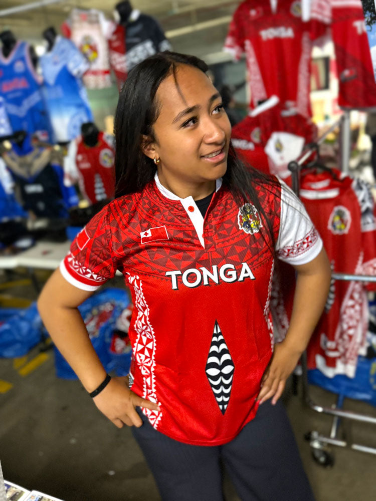 Tonga Rugby Jersy shirt red polo collar