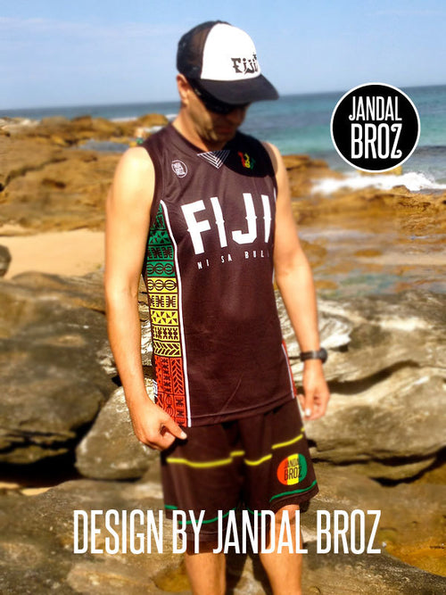 Basketball Singlet Fiji vest Black Reggae