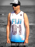Basketball Singlet Fiji Blue white