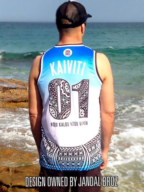 Basketball Singlet Fiji Blue white