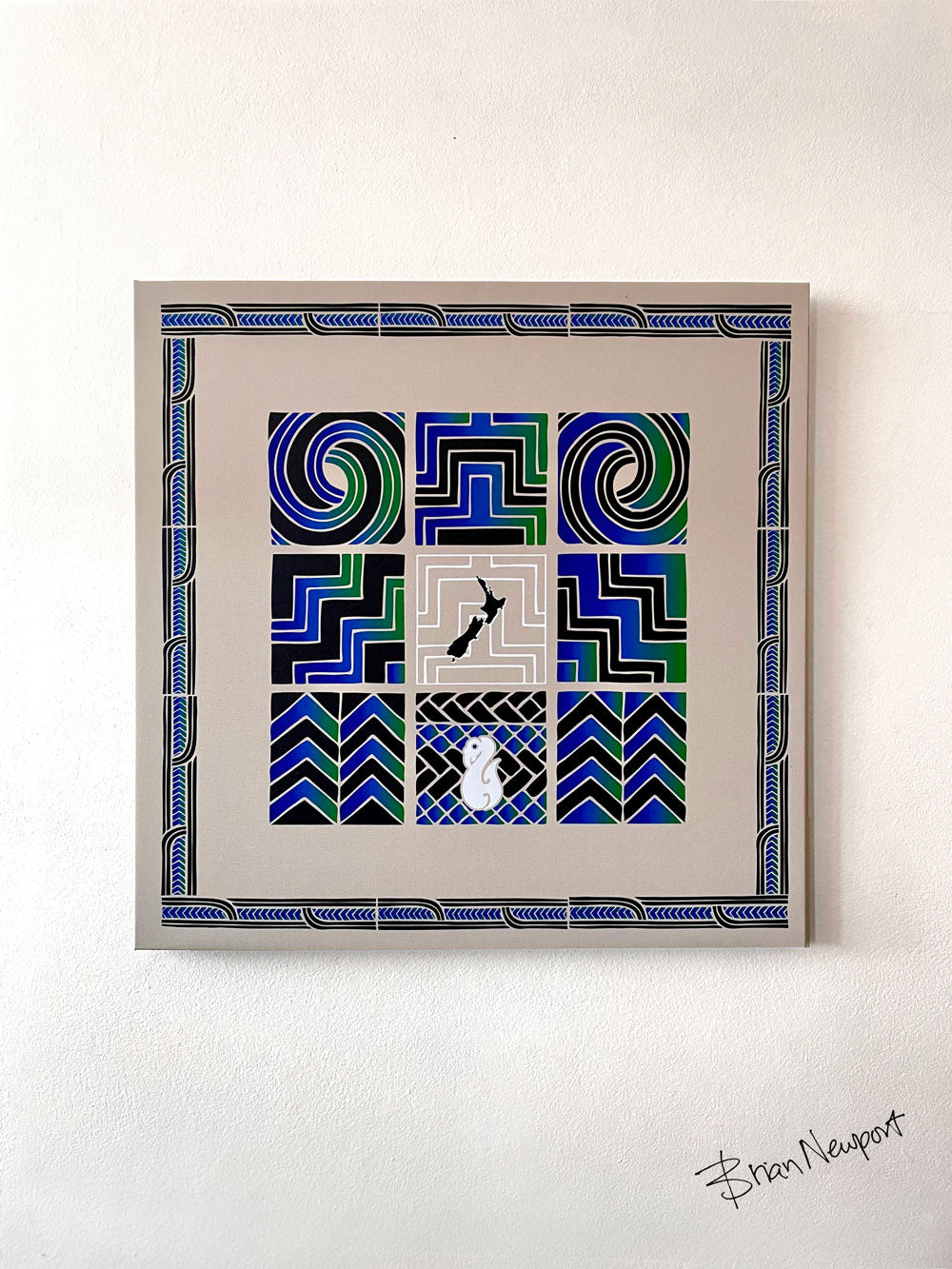Maori art Canvas - Poutama and Pouhine Tane Tangaroa mana moana Balanced wairua  - Canvas 60x60cm