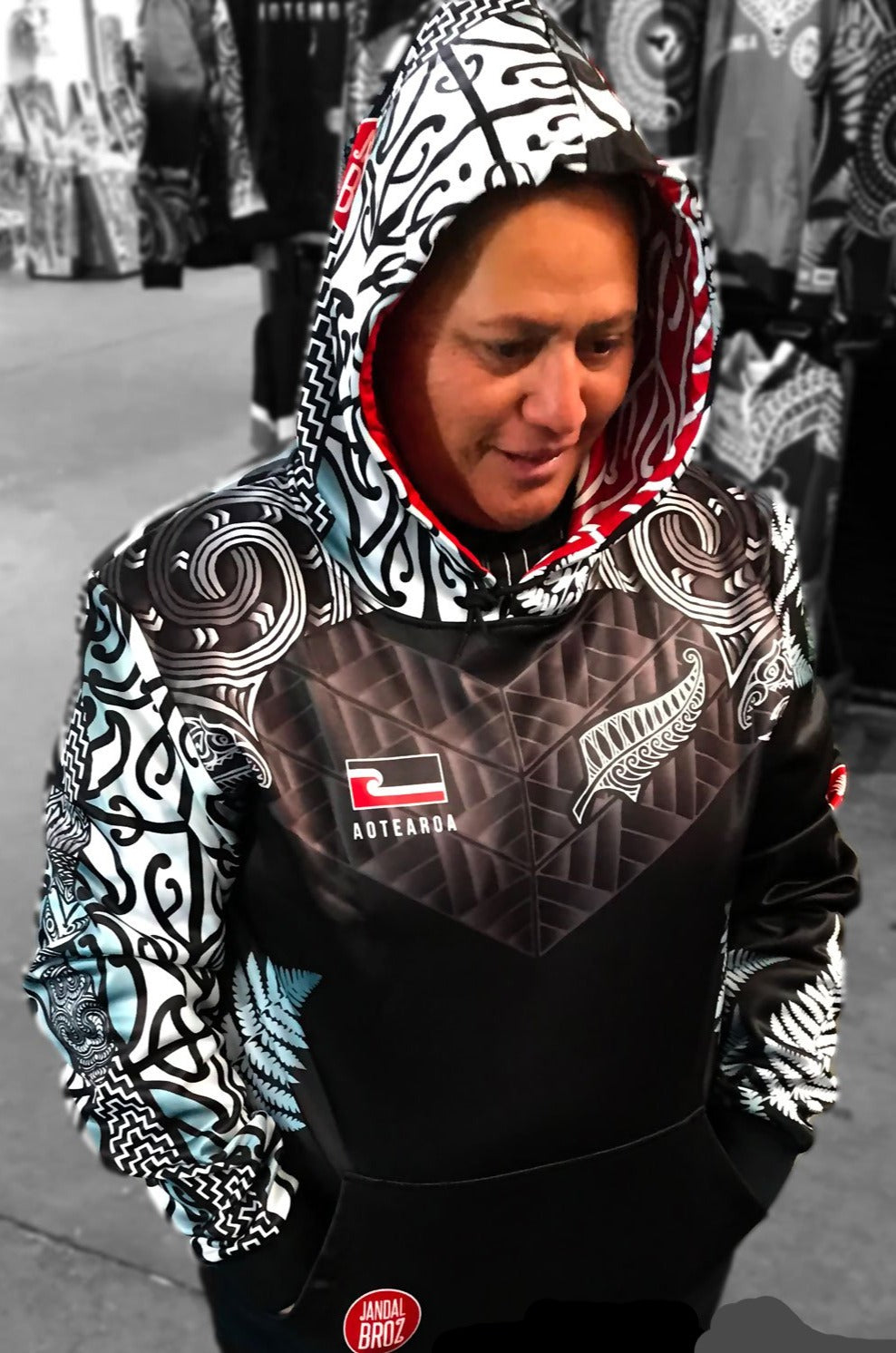 • Aotearoa New Zealand fern Māori hoodie - 3 baskets of knowledge