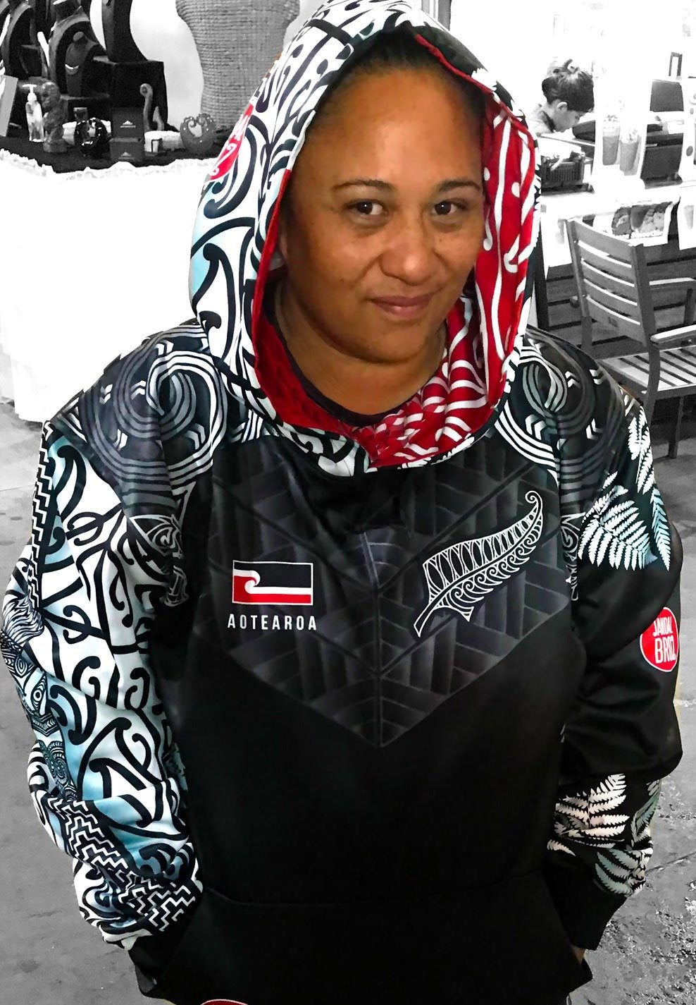• Aotearoa New Zealand fern Māori hoodie - 3 baskets of knowledge