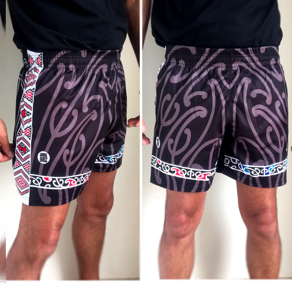 • Māori shorts Papatūānuku and Ranginui by Jandal broz